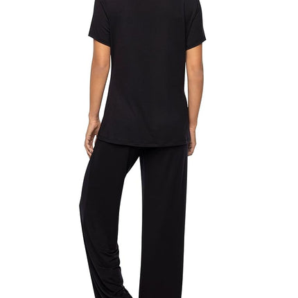Vanity Fair Women's Beyond Comfort Modal Pajama Set Long, Short Sleeve-Black, XXL