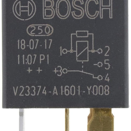 Bosch 0332201107 Micro Relay 12V 30A, IP5K4, Operating Temperature from -40 Degree to 100 Degree C, 5 Pin Relay