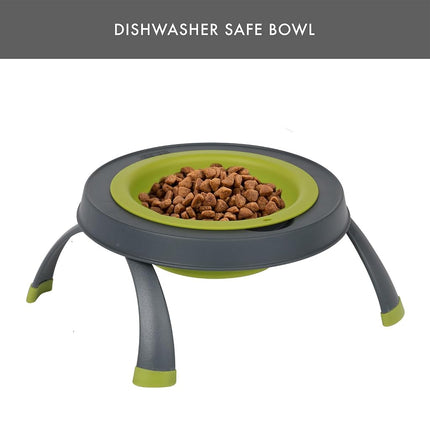 Dexas Popware for Pets Single Elevated Pet Feeder, Large, Gray/Green