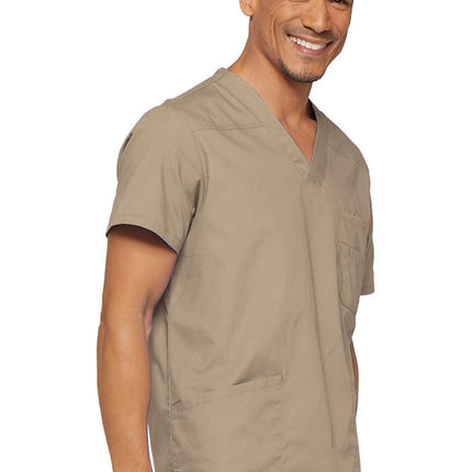 Hauts de gommage médicaux à col en V Dickies pour hommes, kaki, 5TG US