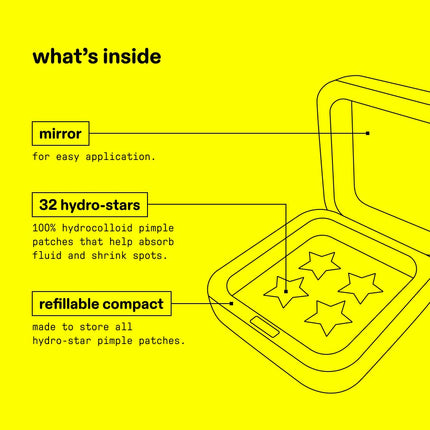 Starface Hydro Stars Big Yellow Hydrocolloid Pimple Stickers, Absorb Fluid and Reduce Inflammation, Cute Star Shape, Vegan and Cruelty Free Skincare, Pack of 32