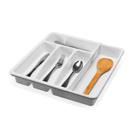 madesmart Cutlery, Expandable Small Silverware Tray, White