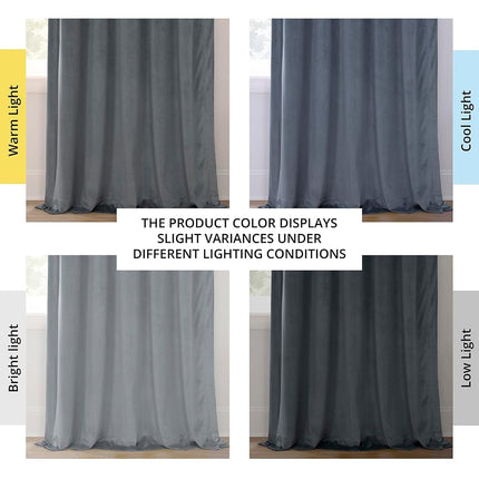 HPD Half Price Drapes Velvet Blackout Curtains/Drapes - 96 Inches Long 1 Panel Blackout Curtain Signature Pleated for Living Room & Bedroom - 25W X 96L, Natural Grey