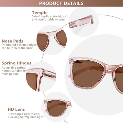 ZESAKER Progressive Reading Sunglasses for Women and Men Spring Hinges Multifocal Readers Sunglasses UV400 Protection (Light Brown, 2.5)