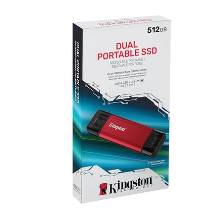 Kingston Dual Portable SSD 512GB Dual USB-A/C Up to 1050MB/s USB 3.2 Gen 2 - SPSD/512GB