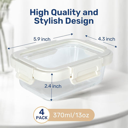 Miibox Food Meal Prep Containers with Exclusive Glass Lids, Glass Storage Containers with Lids, BPA-Free, Glass Lunch Boxes for Lunch, Pantry Organizers and Storage, Freezer to Oven Safe, Leak Proof
