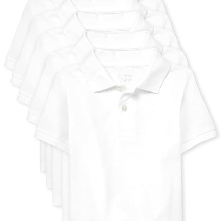 The Children's Place Polo piqué à manches courtes pour bébés garçons et tout-petits, Blanc, 9-12 MOIS