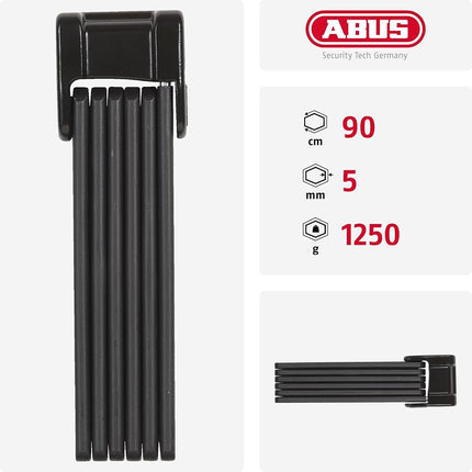 ABUS Bordo 6000K folding lock with SH lock holder - Bike lock with XPlus cylinder for high tamper protection - security level 10 - Length 120 cm