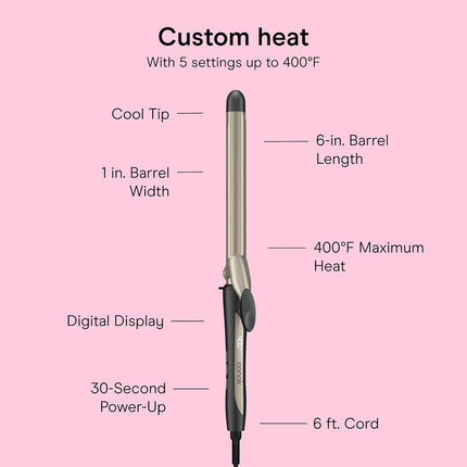 INFINITIPRO BY CONAIR Tourmaline Ceramic 1-inch Curling Iron, 1-inch Digital Curling Iron, 1-inch barrel produces classic curls – for use on short, medium, and long hair