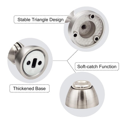 KOLAKO Door Stoppers, 4 Pack Magnetic Door Stop, Stainless Steel Door Stopper Magnet Wall Floor Mount Doorstop, Brushed Nickel Magnetic Door Holder Catch to Keep Door Open, Silver