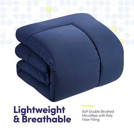 Sweet Home Collection Ultra Soft Down Alternative Set & Luxurious Bed Sheets, Polyester, Navy, King