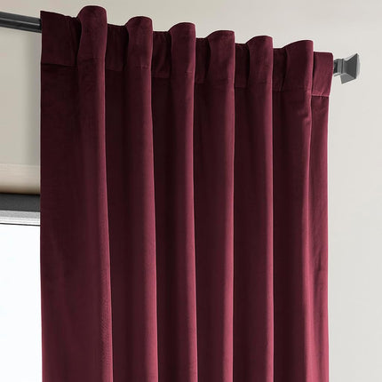 HPD Half Price Drapes Heritage Plush Velvet 96 Inches Long Darkening Curtains for Bedroom & Living Room 50W x 96L, (1 Panel), Dark Merlot, Polyester Blend, 50" W x 96" L (Pack of 1)