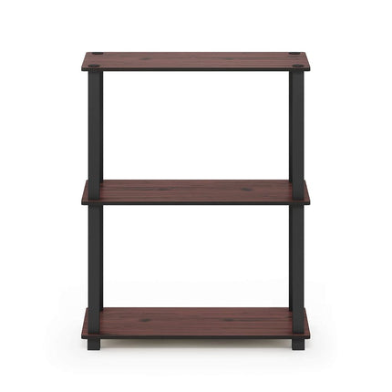 Furinno TURN-S-TUBE 3-Tier Tool-Free Corner Shelf, Dark Cherry