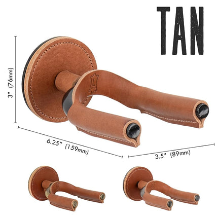 Levy's Leathers Forged Steel Guitar Hanger; Smoked Metal with Tan Veg-Tan Leather Yoke Wraps (LVY-FGHNGR-SMTN)