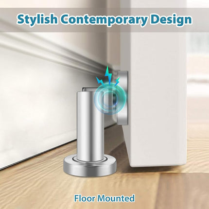 Door Stops 4 Pack, Magnetic Door Stoppers, Heavy Duty Magnetic Door Stop, Stainless Steel Door Catch, Holder Your Door, Modern Door Stopper Wall Floor Mount Door Holder, Brushed Nickel