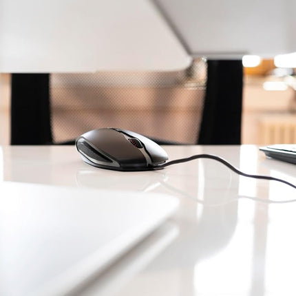CHERRY GENTIX 4K, Wired Mouse, Ideal for Use with Ultra-HD Monitors, 6 Buttons, up to 3600 Dpi, Symmetrical Design, 1.8 m Long Cable, Black