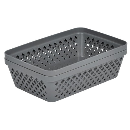 Glad Plastic Storage Basket Set - Multipurpose Drawer Trays, Kitchen Pantry Containers, and Bathroom Bins - 6 Pack Medium Organizers, Grey