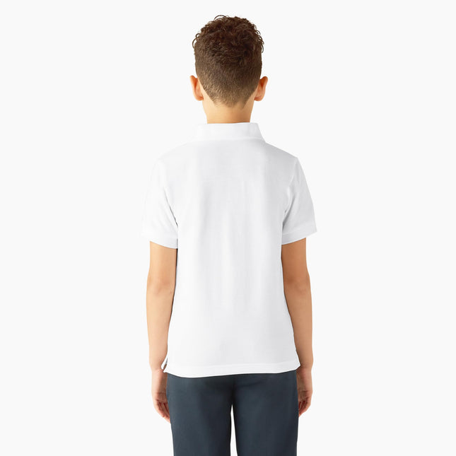 Polo piqué à manches courtes Dickies pour garçon, blanc, taille 4 XXS