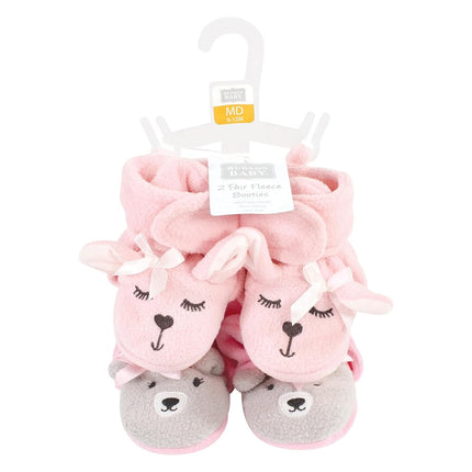 Hudson Baby patucos de forro polar acogedores para bebé, Conejo Oso, 2 T (Talla Niño)