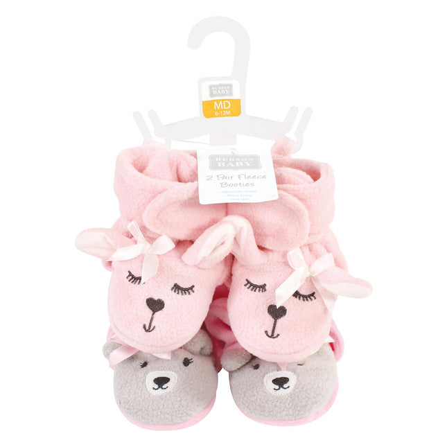 Hudson Baby Chaussons Douillets en Molleton pour Bébé Unisexe, Lapin Ours, 18-24 Mois, Nourrisson
