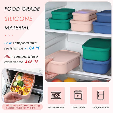 Keweis Silicone Food Storage Containers, Set of 3 Bento Lunch Box Containers with Lids, Hard-Shell Silicone, Airtight, Microwave, Dishwasher and Freezer Safe (10oz, 23.6oz, 44oz) (Pink) (CGJ-1)