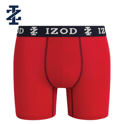 IZOD Mens Boxer Briefs - 6 Pack Ultra Soft Stretch Performance Mens Underwear Boxers with No Fly Contour Pouch, 6" Inseam, Pompeian Red/Navy Blazer/Grey/Green/Coronet Blue, Large
