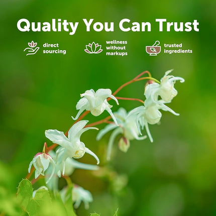 Maximum Strength Organic Horny Goat Weed for Men and Women (Epimedium Supplement 100 Grams), Powerfully Supports Energy, Libido and Stamina, Water Soluble for Best Absorption and Vegan Friendly.