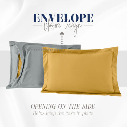 Elegante juego de edredón reversible de 3 piezas de Elegant Comfort, acogedor para todas las estaciones, alternativa suave a la pluma, acolchado – costura de caja – inserto de edredón con 4 pestañas en las esquinas, edredón con fundas, King, amarillo/gris