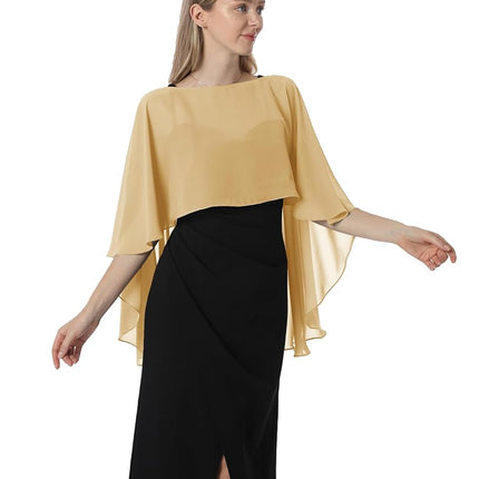 Chemisettes Hotshawl pour femmes, étoles et châles en mousseline de soie pour robe de soirée, capes de mariage, cache-épaules, Or, Taille unique