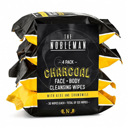 4 lingettes nettoyantes au charbon pour le visage et le corps, 120 unités