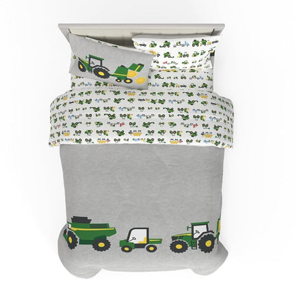 Franco Kids John Deere Farm Equipment Bedding 5 Piece Super Soft Comforter and Sheet Set, Full, (Officially Licensed Product)