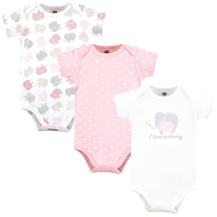 Hudson Baby Unisex Baby Cotton Bodysuits, Multi Color Mommy Elephant, 12-18 Months