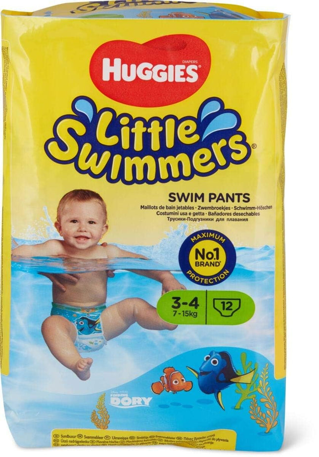 Pañales desechables Huggies Little Swimmers, talla pequeña (6.8kg-15.4kg), 12 unidades