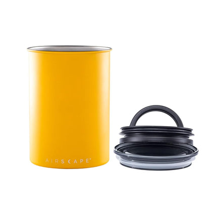 Airscape Coffee & Food Storage Canister - Patented Airtight Lid to Preserve Food Freshness, Stainless Steel, Medium, Matte Yellow)