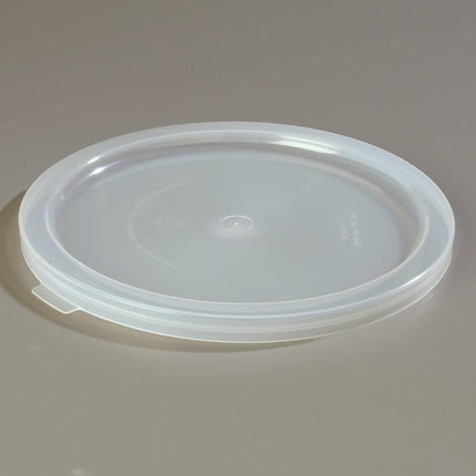 Carlisle FoodService Products Bain Marie Plastic Food Container Lid, Storage Container Lid, Round Lid with Stackable Design for Food Storage, 12 to 22 Quarts, Translucent, (Pack of 6)