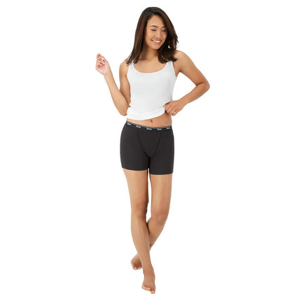 Hanes Women's Mid-Thigh Boxer Brief Pack, Stretch Cotton Underwear, 4-Pack, Basic Color Mix
