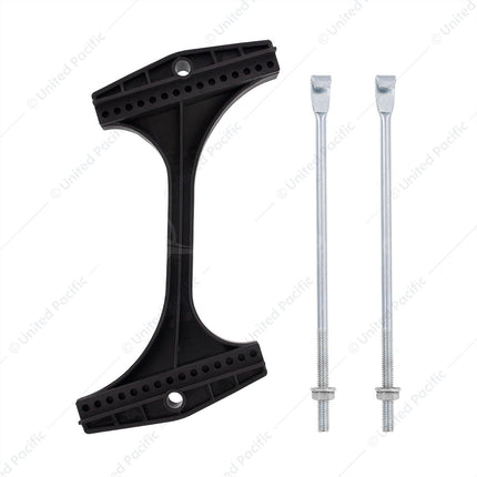 UNITED PACIFIC 110983 Battery Hold Down Bracket, Polymer, Original Design, Two Zinc-Plated J-Bolts with Flange Nuts, Fits 6-13/16" Battery, for 1978-1979 Ford Bronco & 1973-1979 Truck