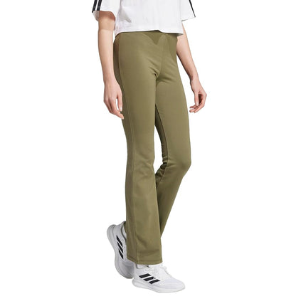 Adidas Womens Essentials Small Logo Flared Leggings, Olive Strata/White, XL
