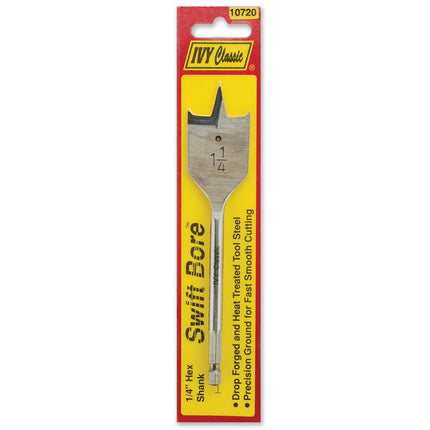 IVY Classic 10720 1-1/4 x 6-Inch Swift Bore® Wood Spade Bit, High-Carbon Steel, 1/Card