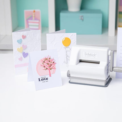 Sizzix Portable Sidekick Manual Die Cutting & Embossing Starter Kit for Paper Crafting, Card Making & Scrapbooking - White & Grey