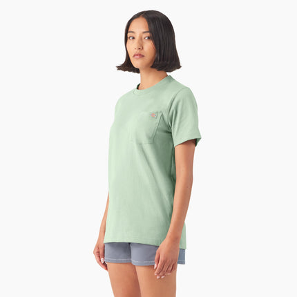 Camiseta de manga corta de bolsillo Dickies para mujer, talla grande, peso pesado, color verde Iceberg, extra pequeña