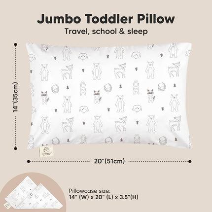 KeaBabies Toddler Pillow with Toddler Pillowcase, Jumbo 51X35cm - Soft Organic Cotton Pillow, Kids Pillow for Sleeping, Machine Washable Pillows, Toddler Bed Pillows, Travel Pillow (KeaFriends)