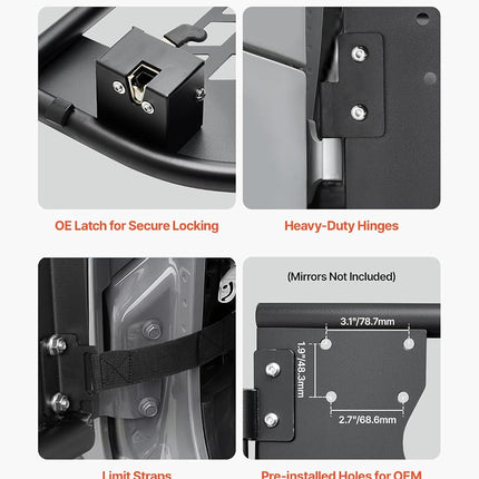 Puertas tubulares VEVOR para Jeep, 2 puertas, estilo caza, con bisagras de alta resistencia y pestillo OE, puertas de Jeep con almohadillas de goma y tubo de acero templado, aptas para Jeep Wrangler JK 2007-2018