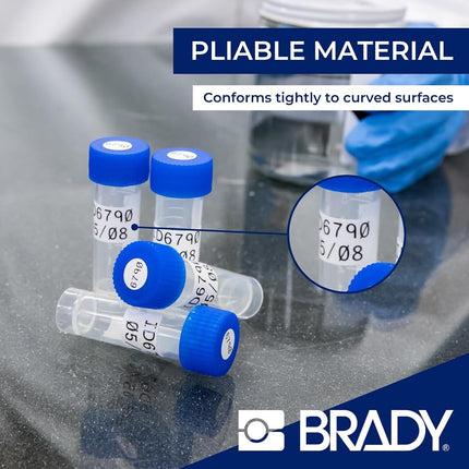 Brady Nylon Cloth Pre-Sized Labels for BMP51, BMP53 & M511 Label Printers – Self-Adhesive Waterproof Tape, Black on White, 22.86mm x 12.70mm + 11.18mm Diameter – Model M5-117-499