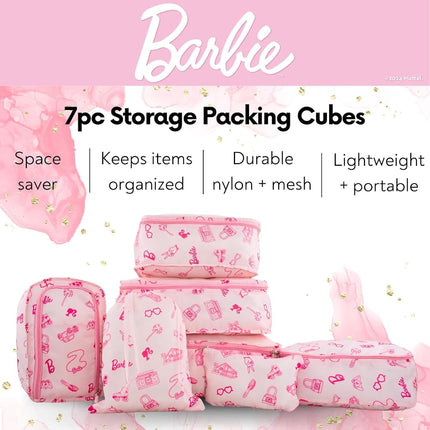Franco Soft Organization Travel Storage Packing Cubes, 7 Piece Set, Barbie