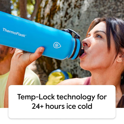 ThermoFlask Double Wall Vacuum Insulated Stainless Steel Water Bottle with Two Lids, 1.2 Liter / 40 Ounce, Plum