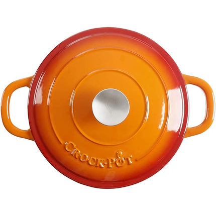 Crock-Pot Artisan Round Enameled Cast Iron Dutch Oven, 5-Quart, Sunset Orange