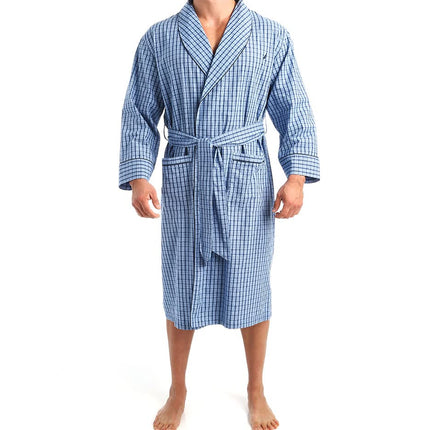 Nautica Men's Woven Plaid Robe, French Blue, Medium