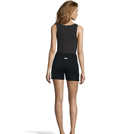 Short en polaire léger avec poches Hanes Luxe Collection pour femme, noir, taille S