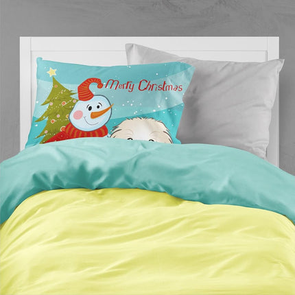 Caroline's Treasures BB1841PILLOWCASE Funda de almohada estándar de tela con diseño de muñeco de nieve y pekinés, grande, multicolor